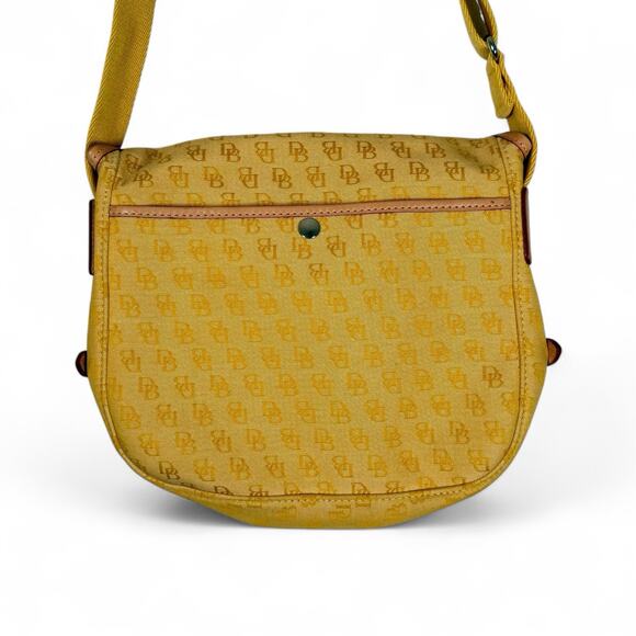 Vintage Dooney & Bourke Crossbody Bag Yellow Monogram DB Logo Canvas - Picture 3 of 9